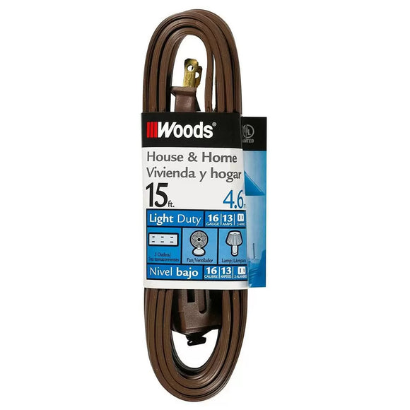 Woods® 3-Outlet Extension Cords 15 ft. Brown (15', Brown)