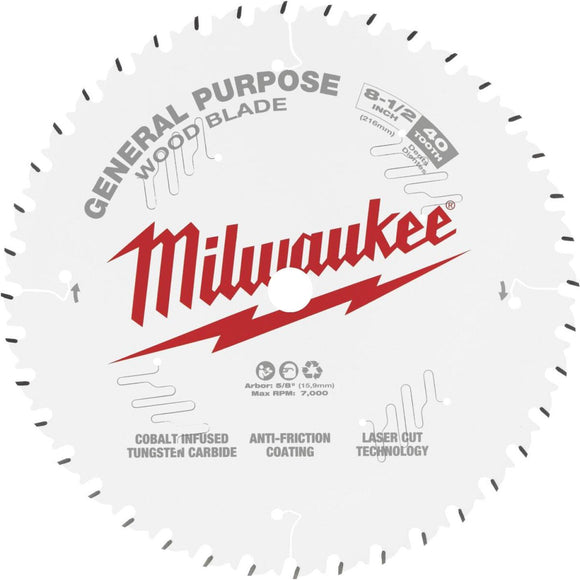 Milwaukee 8-1/2 In. 40-Tooth General Purpose Wood Circular Saw Blade