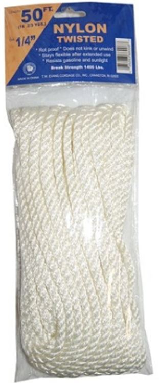 T.w Evans Cordage 1/4 X 50' Twisted Nylon Bag (1/4 X 50', White) -  Jefferson City, TN - Leeper Hardware
