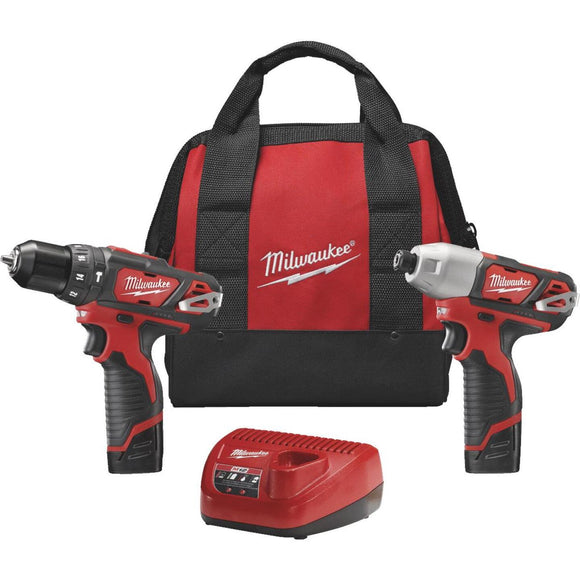 Milwaukee 2-Tool M12 12V Lithium-Ion Hammer Drill & Impact Driver Cordless Tool Combo Kit