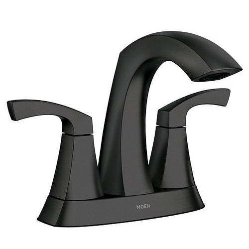 Moen Lindor Matte Black Two-Handle High Arc Bathroom Faucet (4 Center)