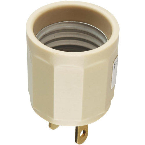 Leviton 600W 125V Ivory Outlet to Light Socket Adapter