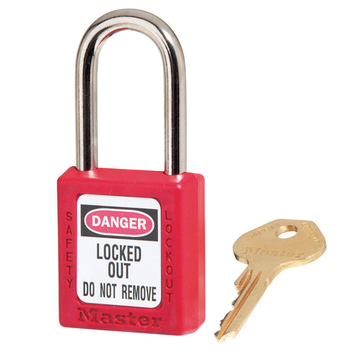 Master Lock Zenex™ Thermoplastic Safety Padlock Red Zenex™ Thermoplastic Safety Padlock, 1-1/2in (38mm) Wide with 1-1/2in (38mm) Tall Shackle