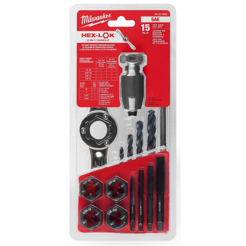 Milwaukee 15PC SAE Tap and Die Set with Hex-LOK™ 2-in-1 Handle