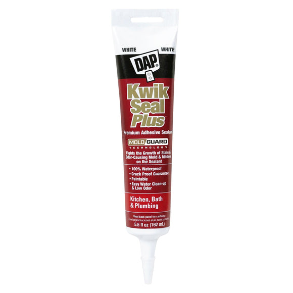DAP Kwik Seal Plus® Kitchen & Bath Adhesive Sealant 5.5 Oz White (5.5 oz., White)