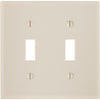 Leviton 2-Gang Plastic Toggle Switch Wall Plate, Light Almond