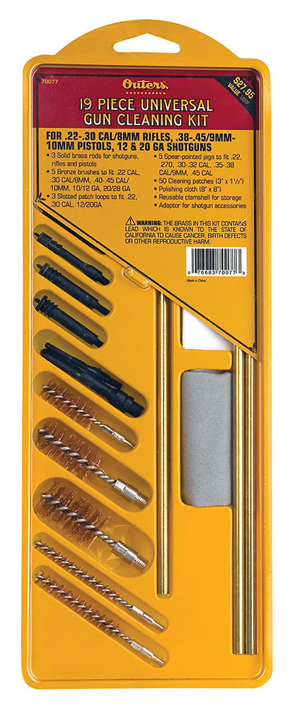 Outers 70077 Universal  Multi-Caliber Rifle/Shotgun/Pistol 19 Piece Cleaning Kit