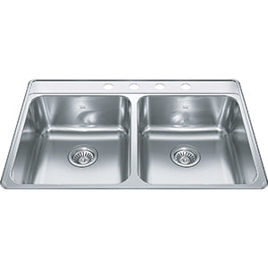 Franke Creemore Collection 33 Drop In 4-Hole Double Bowl Stainless Steel Kitchen Sink