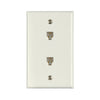 Amertac Zenith Zenith Flush Mount Dual Telephone Wallplate, White 4-1/2 in L x 2-3/4 in W
