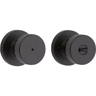 Kwikset Pismo Knob (Round) - Bed/Bath, Matte Black
