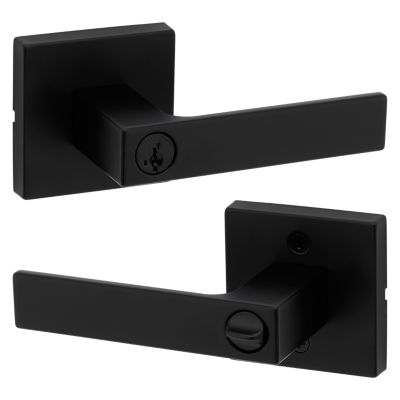 Kwikset Singapore Lever (Square) - Keyed - featuring SmartKey, Matte Black
