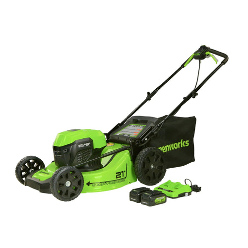 Greenworks 48V (2x24V) Cordless Battery Self-Propelled Lawn Mower w/ Two (2) 5.0Ah USB Batteries & Dual Port Charger
