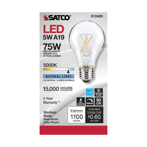 Satco S12425 10.5A19/CL/LED/E26/950/120V