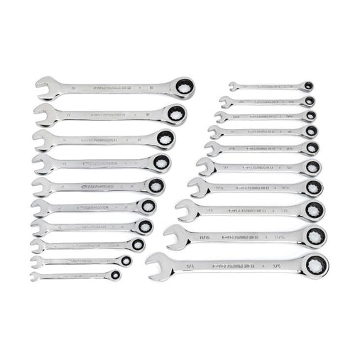 GEARWRENCH 20 Piece 72-Tooth SAE/Metric Ratcheting Combination Wrench Set