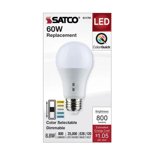 Satco S11791 8.8A19/LED/5CCT/E26/120V