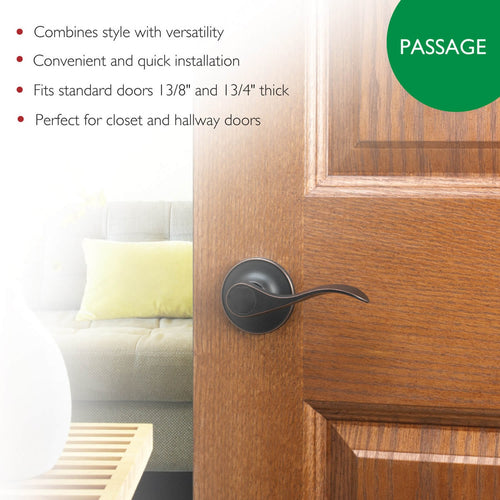 Design House Springdale 2-Way Passage Door Lever in Oil Rubbed Bronze