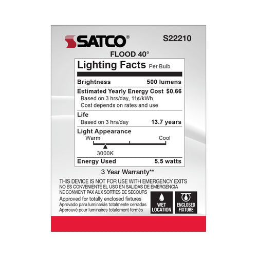 Satco S22210 5.5PAR20/LED/930/FL/120V