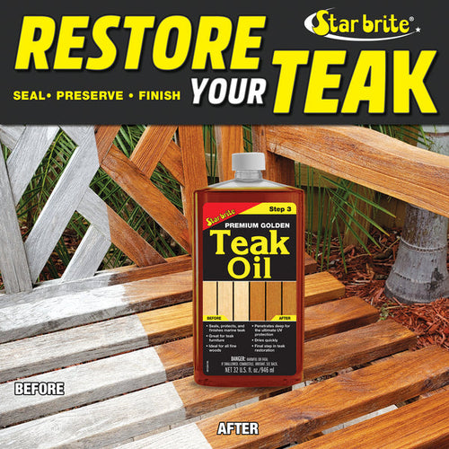 Star Brite Premium Golden Teak Oil - Ideal for Boats, Furniture