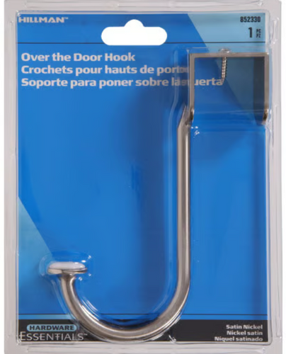 Hillman Hardware Essentials Over-the-Door Hook Satin Nickel