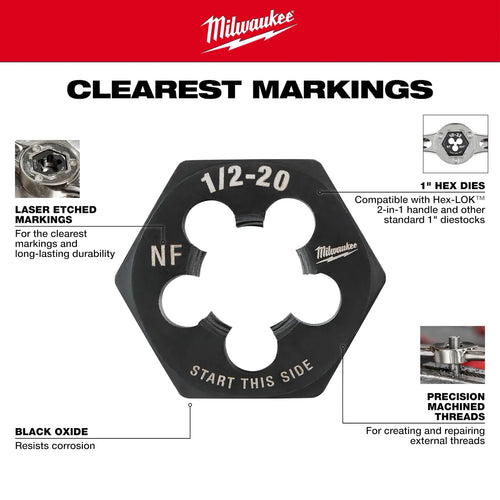 Milwaukee M4-0.70 mm 1-Inch Hex Threading Die
