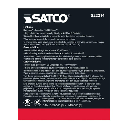 Satco Products S22214 8.5PAR30L/LED/930/FL/120V