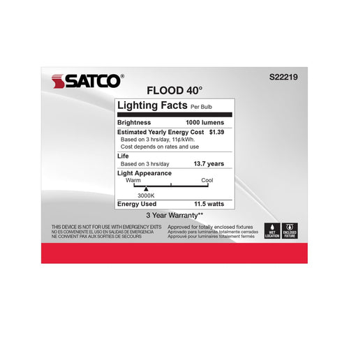 Satco Products S22219 11.5PAR38/LED/930/FL/120V/2PK