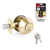 Grip Tight Tools Deadbolt Lock, Polished Brass Finish US3 - 2 KW1 Keys - 6 in 1 Drive - In Latch - Mobile Home