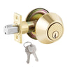 Grip Tight Tools Deadbolt Lock, Polished Brass Finish US3 - 2 KW1 Keys - 6 in 1 Drive - In Latch - Mobile Home