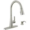Delta Greydon Single Handle Pull-Down Kitchen Faucet with Soap Dispenser and ShieldSpray® Technology in Spotshield Stainless