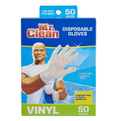 Mr. Clean 243323 Vinyl Disposable Gloves, 50 Count