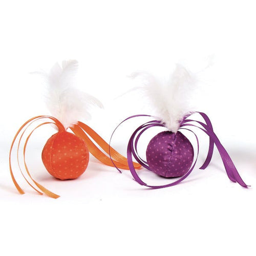 Pet Park Blvd Ribbon Feather Balls 2 pk