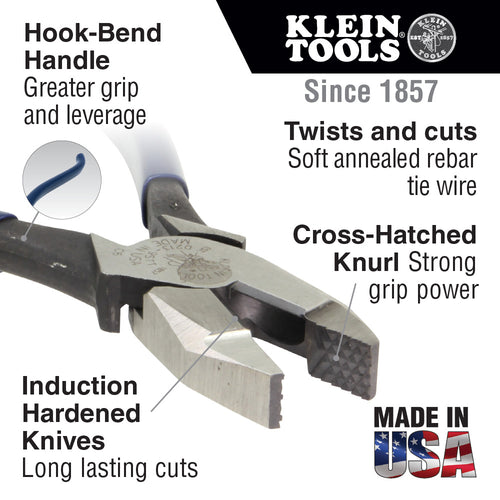 Klein Tools Ironworker's Pliers, Aggressive Knurl 9-Inch