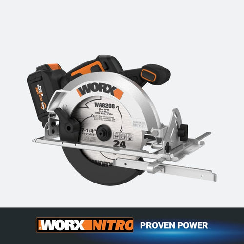 Worx Nitro WX520L 20V Power Share 4.0Ah 7.25 Cordless Circular Saw with Brushless Motor (20V 4.0Ah 7.25)