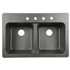 Double-Bowl Kitchen Sink, Black, 33 x 22 x 9-In.