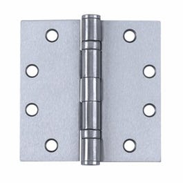 Ball-Bearing Hinge With Non-Removable Pin, Satin Stainless Steel, 4 x 4-In.