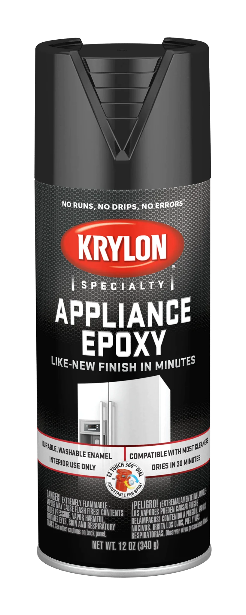 2 Ct) KRYLON K03206007 Appliance Epoxy Paint, Aerosol, 12 Oz., BLACK