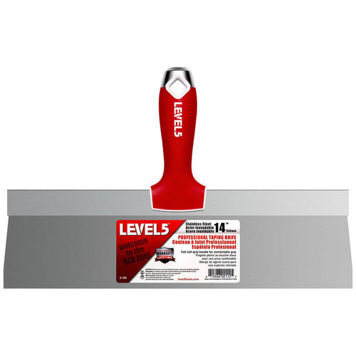 Level5 14 Stainless Steel Taping Knife W/ Soft Grip Handle