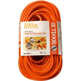 100-Ft. 14/3 SJTW-A Orange 3-Outlet Extension Cord
