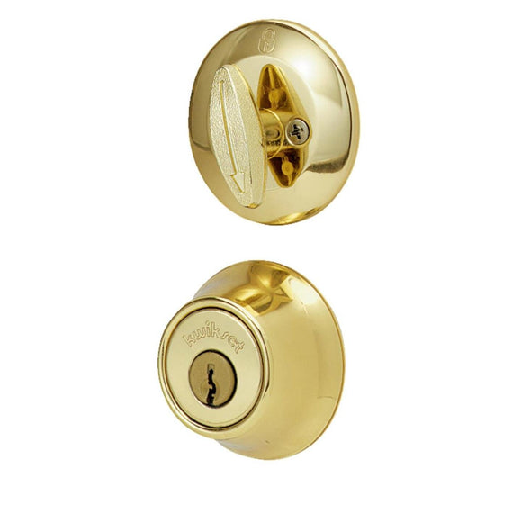 Kwikset Polished Brass Adjustable Latch Single Cylinder Deadbolt