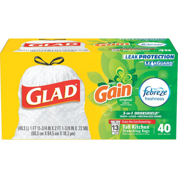 Glad Febreze 13 Gal. Fresh LeakGuard Tall Kitchen White Trash Bag  (40-Count) - Pryor Lumber