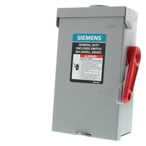 Siemens GF221NRAU General Duty 30 Amp 2-Pole 3-Wire 240-V Fusible Outdoor Safety Switch