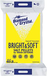 Diamond Crystal® Bright & Soft® Water Softener Salt Pellets.