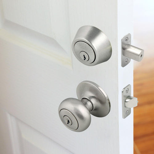 Design House Cambridge 2-Way Latch Entry Door Knob in Satin Nickel
