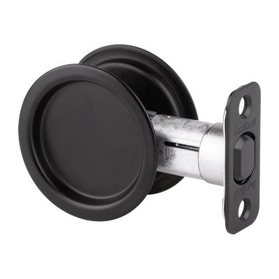 Kwikset 93340 - Round Pocket Door Lock, Matte Black