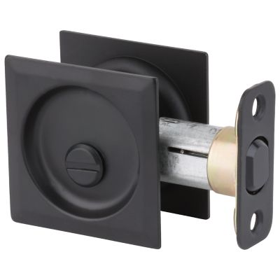 Kwikset 93350 - Square Pocket Door Lock, Matte Black